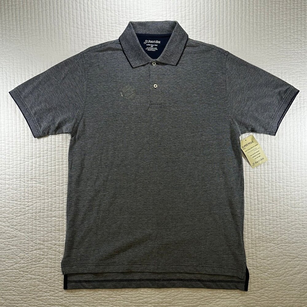 St. John's Bay Active Navy Super Pique Polo Shirt Mens Size M NWT